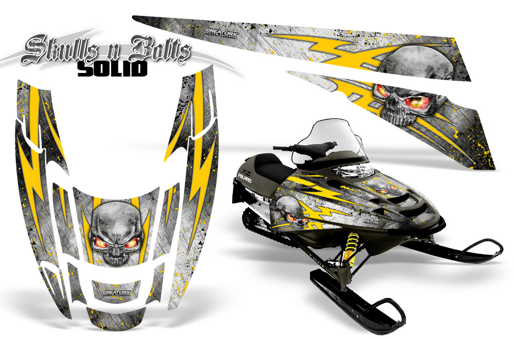 POLARIS EDGE XC Graphics Kit Skulls n Bolts Solid Yellow White